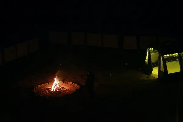 Campfire near the tent