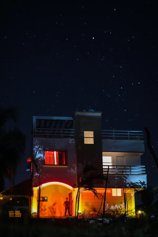 The first villa at night